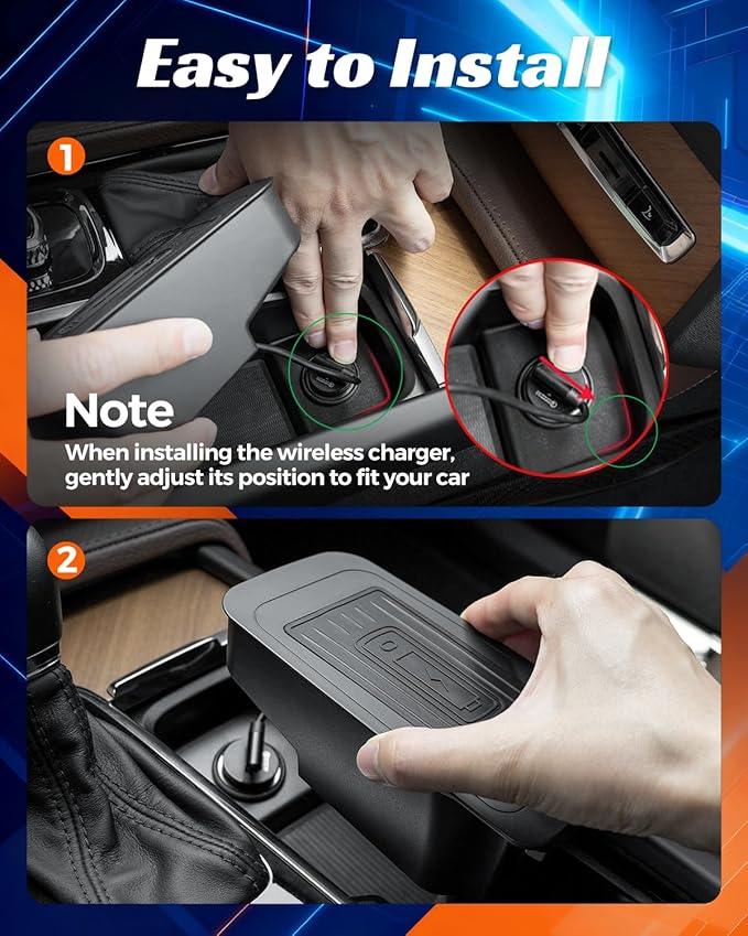 COTAZA Wireless Car Charger Pad for Volvo XC90 S90 V90 XC60 V60 S60 2017–2023 2024 2025, Center Console Phone Charging for Volvo Car Interior Accessories