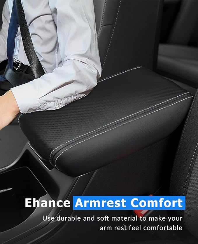 INTGET Center Console Cover for Kia K4 Accessories 2025 2026 LX/LXS/EX/GT-Line/GT-Line Turbo Car Interior Leather Armrest Arm Rest Lid Cushion Pad Protector (Carbon Fiber Texture, for 2025+ K4)