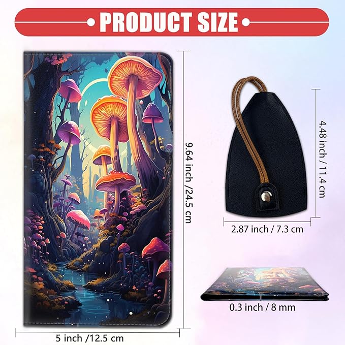 Car Document Holder with Magnetic Shut, Car Registration & Insurance Card Holder, Waterproof PU Leather Glove Box Organizer Vehicle Accessories Driver License for Women/Men, Colorful Mushrooms