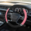 Car Steering Wheel Cover, Steering Wheel Accessories, Breathable Microfiber Leather Auto Wheels Protector, Universal 15 Inch Anti-Slip Protector for SUV Sedan Truck (Bling-Pink)