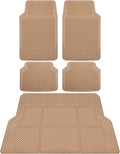 CAR PASS Tan Rubber Car Floor Mats & Cargo Liners, All Weather Car Mats & Trunk Mats,Waterproof Automotive Floor Mats Trim to Fit for Most Cars Sedans SUVs Vans, Durable Heavy Duty Anti-Slip,Beige
