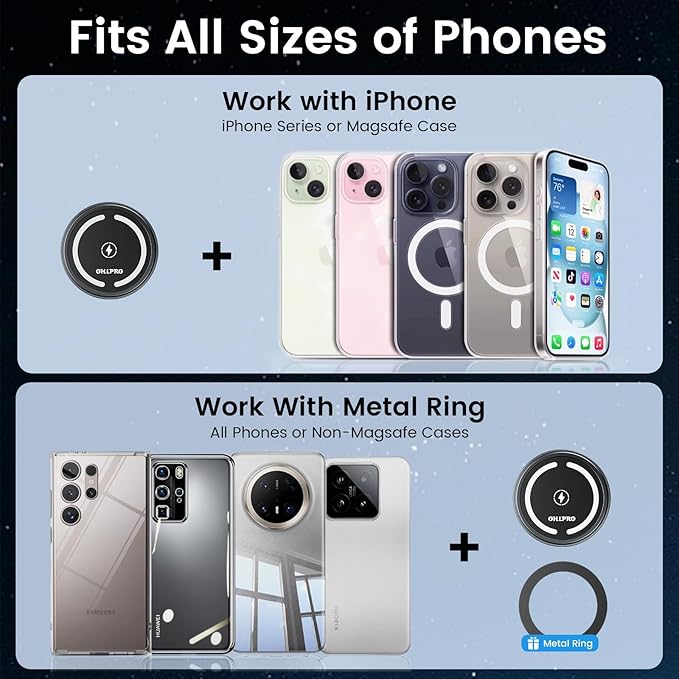 OHLPRO Compatible with MagSafe Car Mount for iPhone 16, Magnetic Wireless Car Charger with Extended Arm, Never Block Vents for iPhone 15/14/13/12 Serie, 15W Fast Charging Mag Safe Phone Holder, Grey
