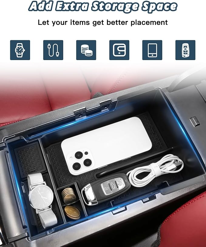 Ruiya 2019-2025 2026 Mazda3 Center Console Organizer for Mazda3 Hatchback/Sedan Accessories ABS Material Armrest Console Organizer Compatible with 2019-2022 2023 2024 2025 2026 Mazda Mazda3