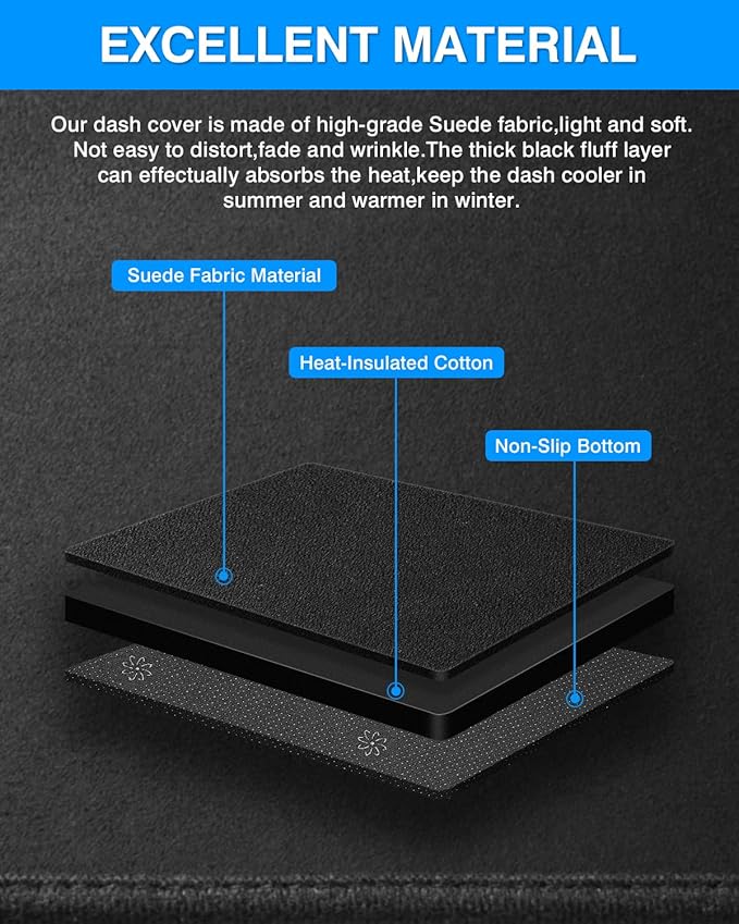 Cartist Custom Fit for Dash Cover Mat Toyota RAV4 2013-2018 Accessories Suede Dashboard Cover Nonslip Dashboard Mat Protector Sunshade No Glare Black