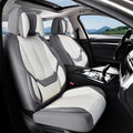 Coverado Seat Covers, Car Seat Covers Front Seats, Car Seat Cover, Car Seat Protector Waterproof, Seat Cushion Nappa Leather with Head Pillow, Carseat Cover Universal Fit for Most Cars (Gray&White)