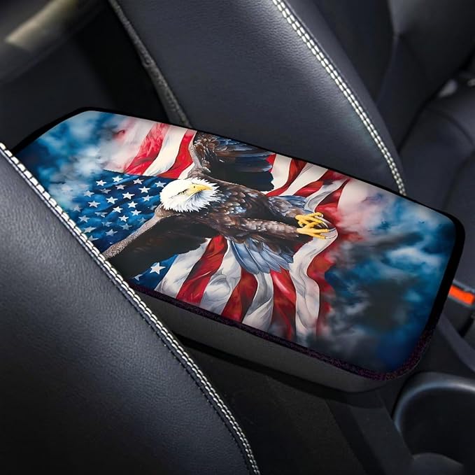 Eagle Flag Arm Rest Car Car Center Console Cover Auto Console Armrest Cover Easy to Install Universal Cars Interior Accessories Cars Arm Rest Cover 12.3 x 7.5 Inch