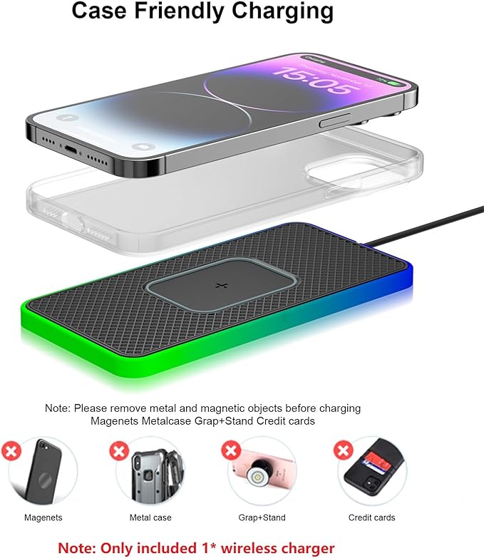 Silicone Wireless Charging Launch Pad Fast Charging Ambient Lights Design Type-C Car Wireless Mobile Phones Charger
