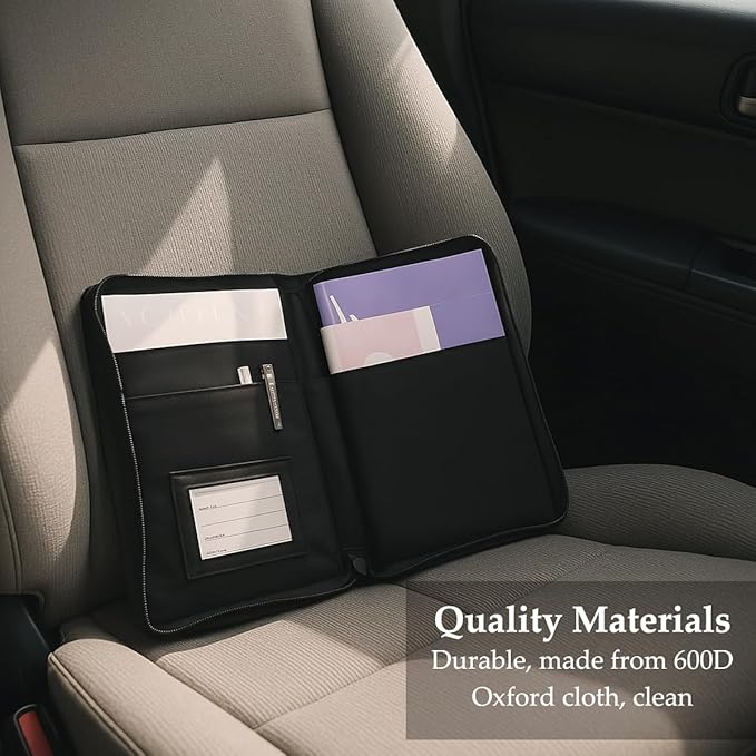 Car Glove Box Compartment Organizer, Oxford Cloth Multipurpose Vehicle Document Registration and Insurance Holder, Soft Automotive Zippered Storage Pouch, Universal for SUV RV Sedan