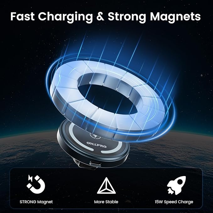 OHLPRO for MagSafe Cup Holder Car Mount Charger for iPhone 17, 15W Fast Charging Magnetic Cupholder Phone Mount, Compatible with iPhone 16 15 14 13 12 Series, for Kids Road Trip Essentials