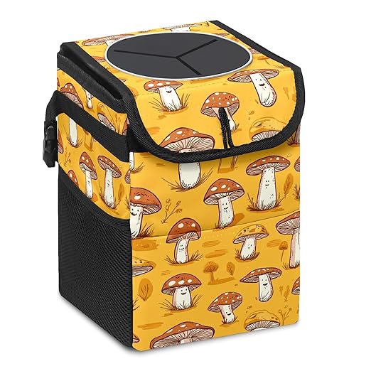 GVGHIDZ Car Trash Can – Multi-Purpose, Lightweight and Portable with Durable Water-Resistant Coating, No Installation Required, Practical and Ample Capacity, Variety of Colors.Mushroom