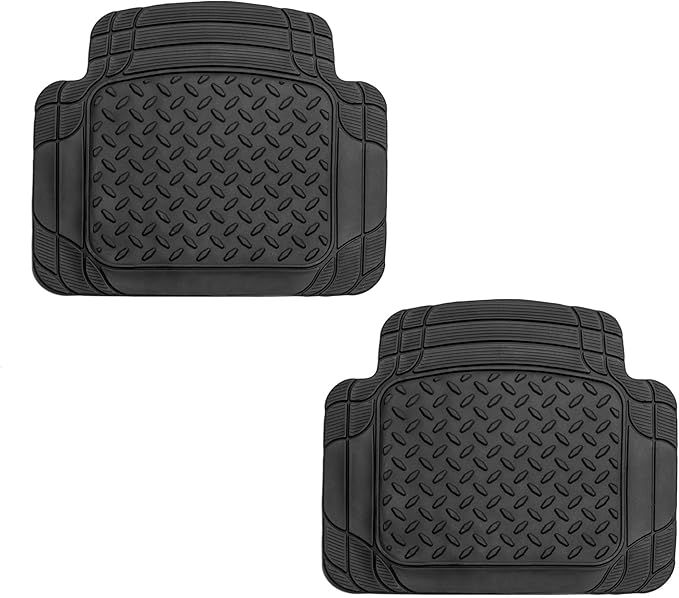 FH Group Automotive Floor Mats - Heavy-Duty Footprint Design Rubber Floor Mats for Cars, Universal Fit Full Set, Climaproof Floor Mats, Trimmable Floor Mats for Most Sedan, SUV, Truck Floor Mats Red