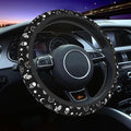 Gothic Skull Cat Moon Pattern Universal Steering Wheel Cover for Men Women, Halloween Soft Anti Slip Stretch Neoprene Steering Wheel Covers Car Protector Accessories 15 Inch-Black