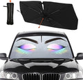 DOPINDU Eyelashes Car Windshield Sun Shade Umbrella with Bendable Handle Funny Eyes Eyelash Sunshade for Car Front Window Block UV Rays Foldable Sun Visor for Most Cars Trucks SUV 57"x30"