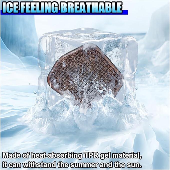 Gel Car Seat Cushion, Cooling Breathable Car Driving Seat Protector Cover, Comfortable Anti-Slip Chair Cushion Pad, Universal Automotive Interior Accessories for Sedan & Office (Coffee)