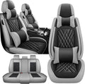 JGDL Car Seat Covers for Subaru Crosstrek 2016-2026, 5 Piece Set Nappa Leather Non-Slip Seat Protectors, Breathable Seat Cover Set. (Deluxe 5 Seats, Black Grey)