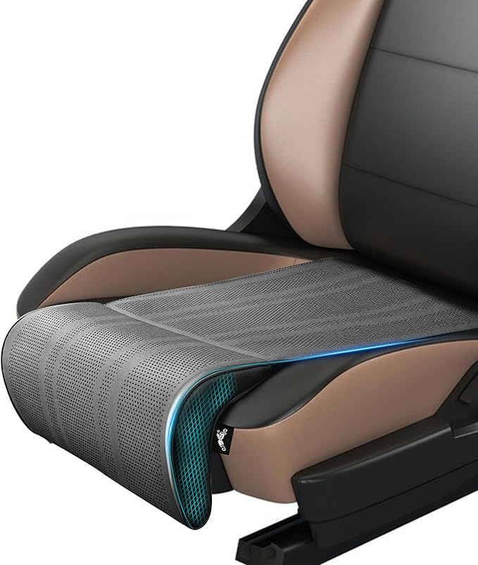 JOJOCY Car Seat Leg Extender Support Cushion, Upgraded Leather & Memory Foam Leg Rest Pad for Drivers, Office Chairs, Buses, Trains, Universal Fit, Breathable, Anti-Slip