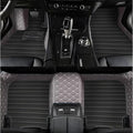 Custom Leather Car Mats, Vehicle-Specific Fit All-Weather Floor Mats, 100% Waterproof Anti-Slip Durable Protection for SUV Truck Sedan, Precision Tailored Protection(Grey Black Stripes)