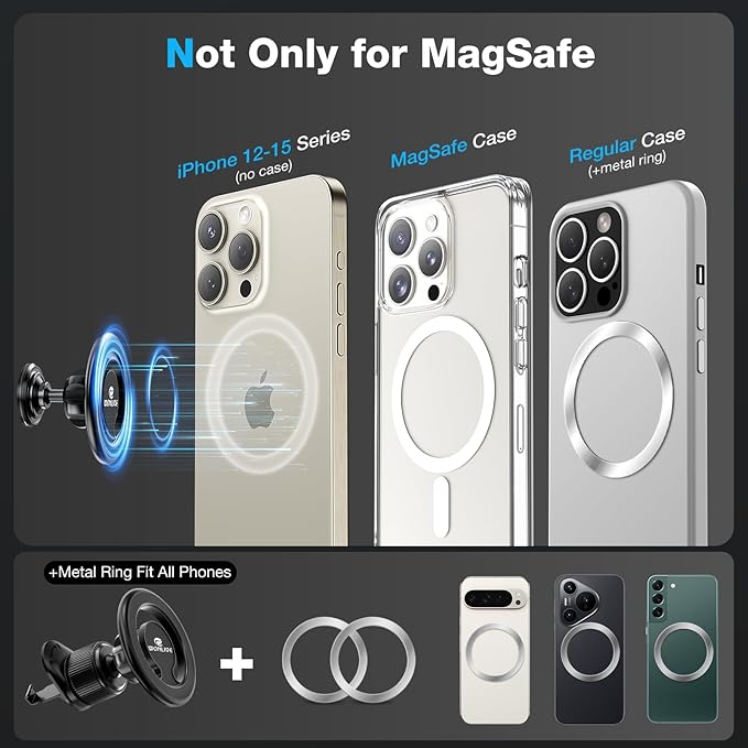 for Magsafe Car Mount, 2 in 1 Vent/Dashboard Magnetic Phone Holder - [44 Strong Magnets] Car Phone Holder Mount Fit iPhone 17 16 15 14 13 12 Plus Pro Max for Magsafe Case and Other Cellphone