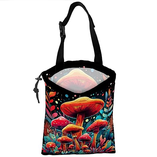 UUCBTAH Car Trash Bag Hanging Colorful Mushrooms Car Trash Can for Back Seat Waterproof Car Trash Bin with Adjustable Straps and Drawstring for Car Accessories Vehicle Travelling Camping