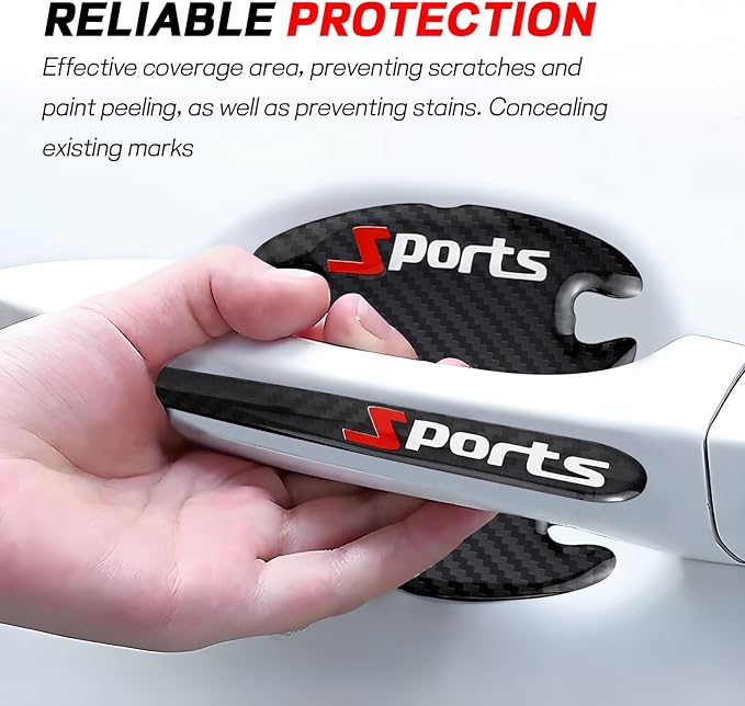 Hovom 8PCS Car Door Handle Protector, Sports Car Door Handle Bowl Sticker, Anti-Scratch Auto Doors Handles Paint Guard Cover, Vehicle Doors Handles Cup Stickers Scratch Protector (Carbon Fiber Black)