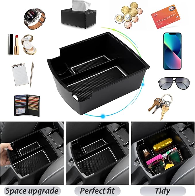 SKTU for 2018 2019 2020 2021 2022 2023 Hyundai Kona Center Console Organizer Insert ABS Black Materials 2023 Kona OS Tray Armrest Box Glove Secondary Storage Box with Coin and Glass Holder (White)