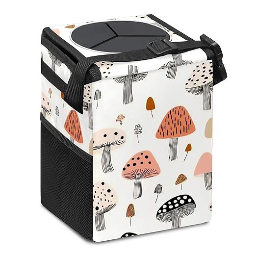 GVGHIDZ Car Trash Can – Multi-Purpose, Lightweight and Portable with Durable Water-Resistant Coating, No Installation Required, Practical and Ample Capacity, Variety of Colors.Mushroom