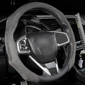 Quick Install Sporty Suede Leather Steering Wheel Cover Universal fit Any 14½" to 15" Car SUV Pickup Steering Wheel
