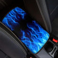 Car Middle Console Covers Non Slip Blue Flames Car Arm Rest Cushion Cover for Men Universal Auto Interior Accessories for Vehicle, SUV, Truck