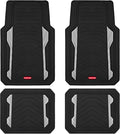 Rubbermaid Car Floor Mat, Heavy Duty All-Weather Car Mats Full Set with Dual-Tone Sliver Aluminum Inserts – Universal Fit, Anti-Slip Backing, Trim-to-Fit for Most SUV, Sedan, Van