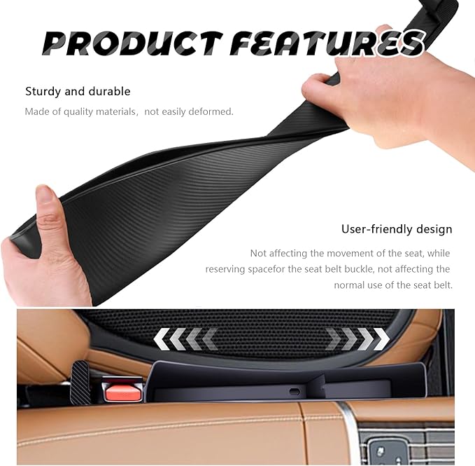 2PCS Car Seat Gap Filler Organizer with Charging Opening,Multifunctional Car Gap Filler Stop Things from Dropping,Universal Car Accessories Car Seat Storage Box for Phone Key Sunglasses