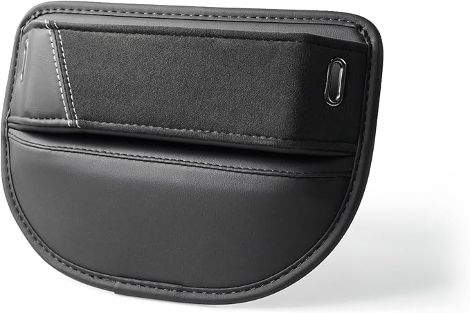 BETTERHUMZ Car Side Seat Storage Box Compatible with BMW 1 2 3 4 5 6 7 Series X1 X2 X3 X4 X5 X6 X7 Suede Leather Car Seat Gap Filler Organizer Accessories (Black)