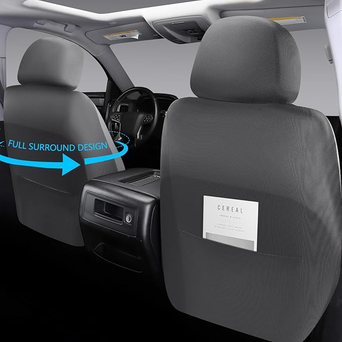 NS YOLO Leather Car Seat Covers,Universal Fit for Most Cars,SUVs and Sedans,Waterproof Luxury Leatherette Cushions, 5 Seats Protectors (Grey, Full Set-5 Seats(Front and Rear))