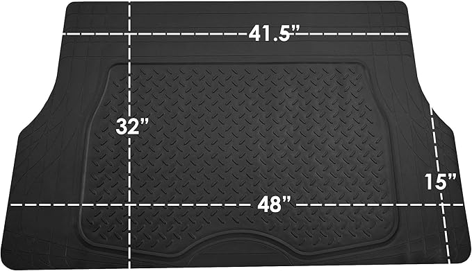 FH Group Premium Liners Tall Channel Trimmable All Weather Rubber Full Set Car Floor Mats (Black) w. Trimmable All-Season Cargo Liner (Black) - Universal Fit for Cars Trucks and SUVs