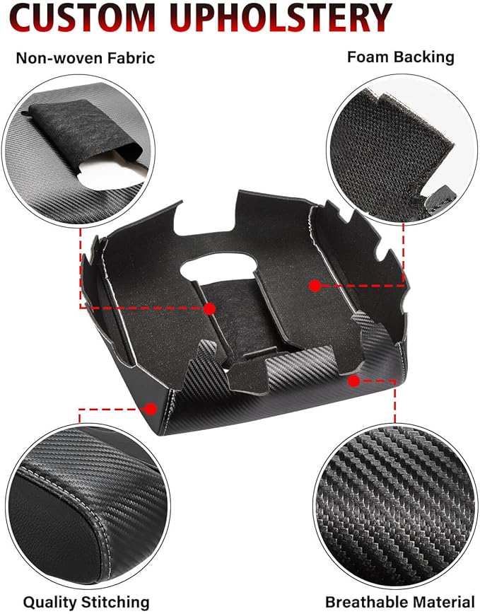 KBH Center Console Armrest Cover Replacement for Chevrolet Silverado & GMC Sierra 1500 2500 3500 2014-2018, Vinyl Leather Upholstery, Anti-Scratch, Jump Seat Console (Carbon Fiber Black)