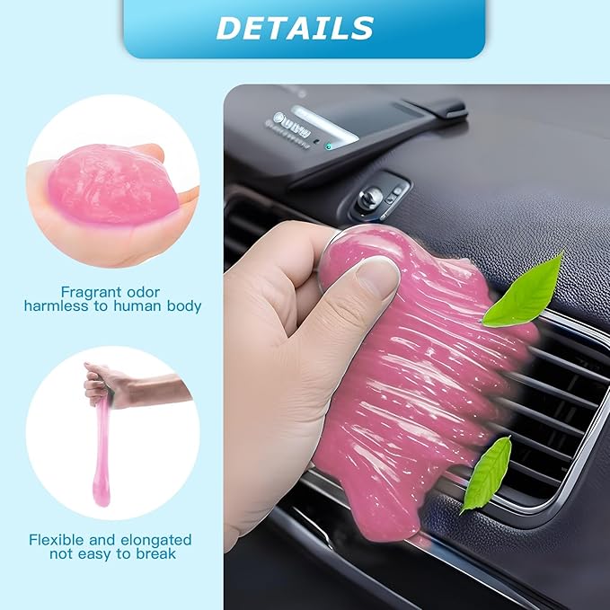 Car Cleaning Gel,Reusable Car Cleaning Putty for Interior Detailing, Car Cleaning Supplies, Auto Detailing Tools, Car Slime for Dust Removal, Car Accessories Interior, Car Cleaning Kit(Pink, 3.0 OZ)