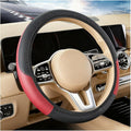 Car Steering Wheel Cover, Elastic Stretch Leather Non-Slip Vehicle Steering Wheel Guard, Automotive Interior Protective Decor Accessories, Universal for SUV RV Truck (Black/Red)
