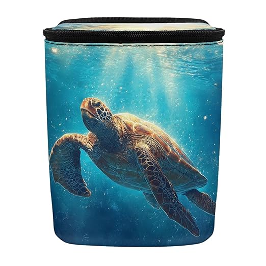 Talayituse Sea Turtle Print Car Trash Can with Lid, Leak Proof Auto Trash Bag Hanging Vehicle Garbage Can Multipurpose Storage Container for Back Seat Road Trip
