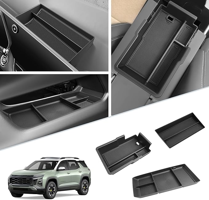 SKTU 3-Pack for 2025 2026 Chevy Equinox Center Console Organizer for 2025 2026 Chevrolet Equinox (LT/ACTIV/RS) Chevy Equinox 2025 2026 Accessories Console Tray Lower Console Tray Dashboard Organizer