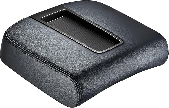 AOMSAZTO Console Covers for 2007-2014 Chevy Silverado/Tahoe/Suburban/Avalanche | GMC Sierra/Yukon/Yukon XL Armrest Covers Leather Black with Black Stiches