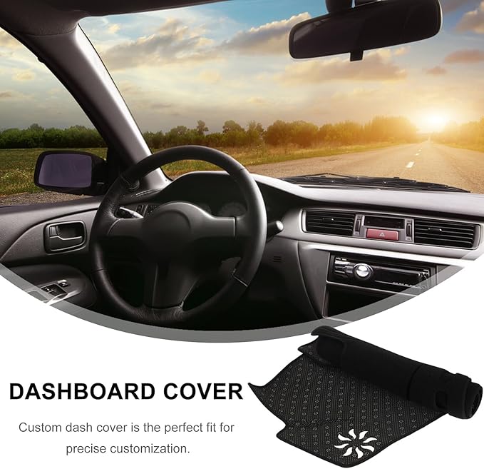 Polyester Dashboard Cover Non-Slip Car Dash Protector Mat with Pre-Cut Vent Custom Fit for Left-Hand Drive Vehicles Interior Sunshade Glare Pad