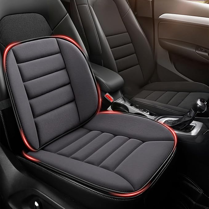 MYFAMIREA Car Seat Cushion and Lumbar Support Pillow 1.2'' Thick Memory Foam Desk Chair Cushion Back Support for Automotive Seat Driver, Travel, Leg and Back Pain Relief, Washable Adjustable Dark Gray