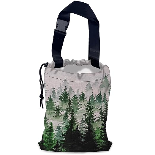 NHNXHWIA Misty Forest Car Trash Bag,Foggy Forest Mountains Hanging Drawstring Car Garbage Bag,Waterproof Canvas Car Back Seat Organizer with Adjustable Buckle,for Vehicles,SUVs,Camping,Road Trips