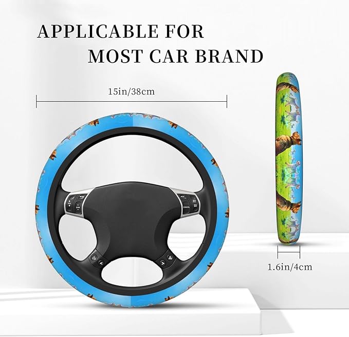Multi-Color Norwich Terrier Dog Neoprene Steering Wheel Covers Women Men Car Accessories, Universal 15 Inch Fit Auto, Suvs, Truck