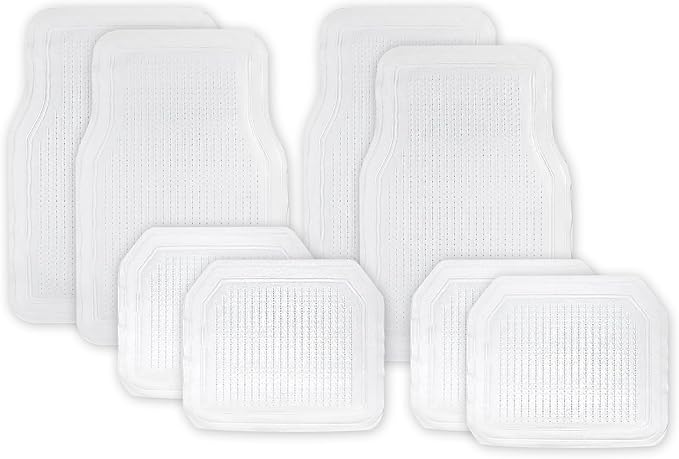 ZONETECH All Weather Full Rubber Clear Car Interior Floor Mats – 4-Piece Set Clear Heavy Duty Car Interior Floor Mats (2 Pack)