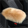 Furry Car Center Console Cover Pad, 11.8"×7.9" Auto Fluffy Plush Center Armrest Protective Cover, Comfortable Fuzzy Armrest Seat Box Protector Cushion for Cars Trucks SUVs (Light Camel)