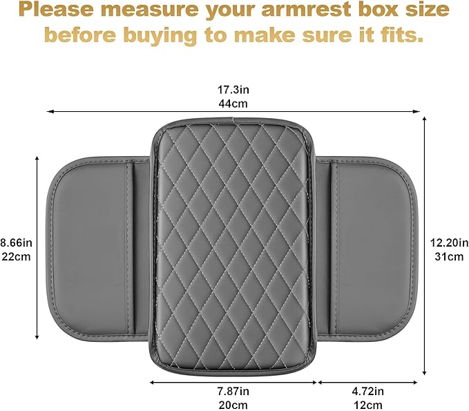 Center Console Cover Fit for CR-V: Scratch and Wear Resistant Console Cover Leather with 2 Storage Bags -Upgraded Armrest Coverfor Car,Anti-Scratch Auto Armrest Pad Accessory （Black