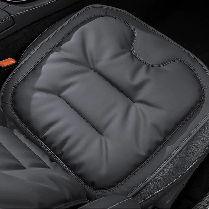 Car Seat Cushions, Skin-Friendly Leather Seat Cushions, Comfort Breathable Scratch Wear-Resistant, Memory Foam Seat Pad for Car, Office or Home Chair (Black)