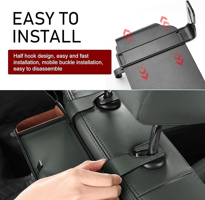 Car Back Seat Storage Box, Leather Car Seat Back Multifunctional Organizer, Detachable Partition Design Backseat Storage Box for Cars, Great Fit for Kids and Travel (Beige)