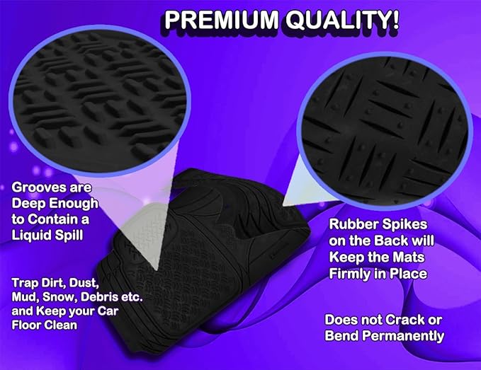 Zento Deals Car Floor Mat -Heavy Duty Weather Protection Mats (Black - 1pcs Car Diamond Floor Mat)