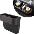 Car Cup Holder Gap Filler Organizer, Multifunctional Auto Front Console Gap Filler with Cup Holder, Leather Extra Cup Holder Storage Box for Car Truck SUV, Car Accessories (Black)